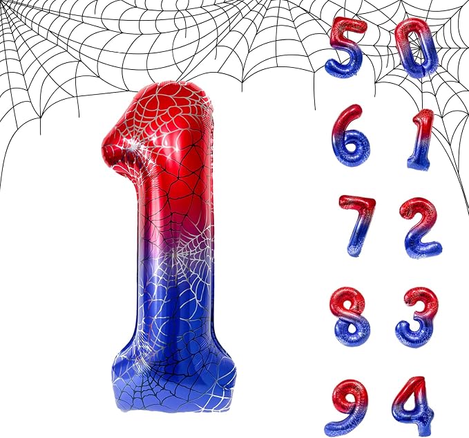 Spider Web 40Inch Foil Number Balloons Set 0-9 Includes Inflation Straws by Unknown