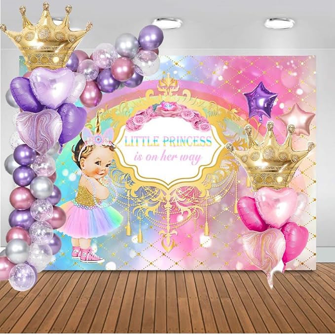 Crown Princess Balloons Pink Purple And Gold Set Of 2 Foil Helium Mylar Balloons - Image 4
