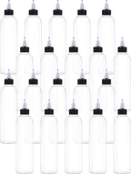 20 Pcs 8oz Plastic Squeeze Bottles with Twist Top Cap, 250ml Clear Dispensing Bottles, Empty Squirt Bottle for Liquids, Sauces, Arts, Crafts, Travel