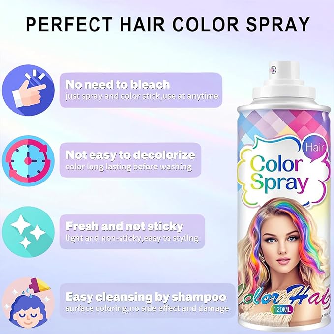 Green Hair Spray, Green Hair Spray Temporary for Women Kids Men, Green Hair Wax Dye, Temporary Hair Dye, Washable Hair Color Dye Non-Sticky, for Christmas Party,Halloween Crazy Hair Day,Cosplay(120ML)