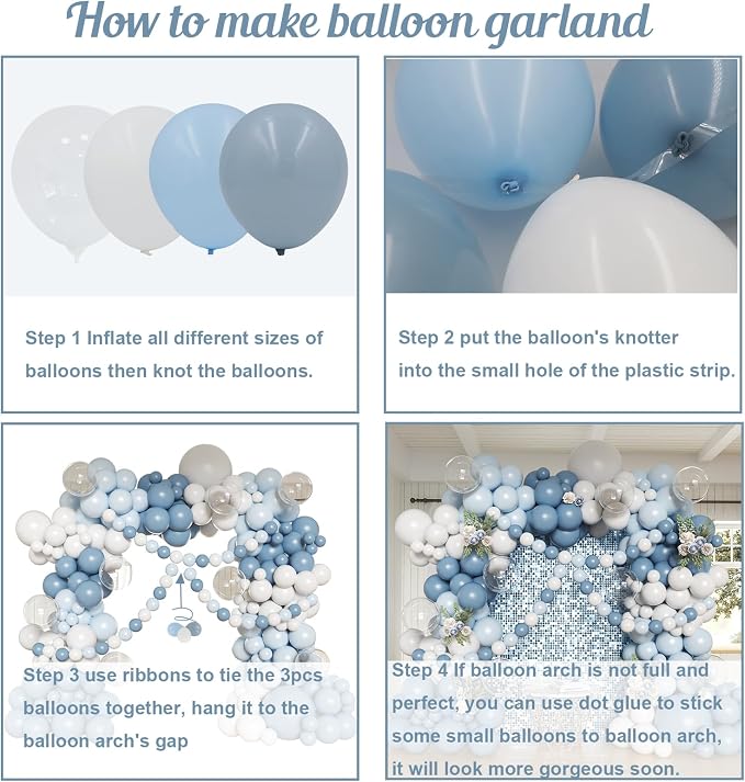 Dusty Blue Balloon Arch Kit - Image 3