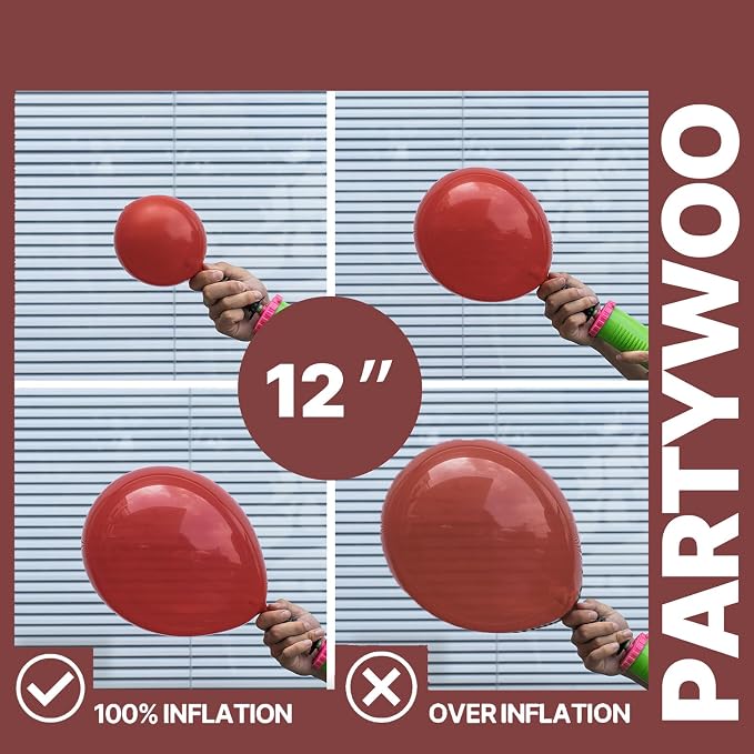 PartyWoo Burgundy White and Gray Balloons 66pcs 12 Inch Burgundy Balloons | - Image 6