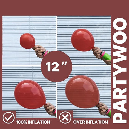 PartyWoo Burgundy White and Gray Balloons 66pcs 12 Inch Burgundy Balloons | - Image 6