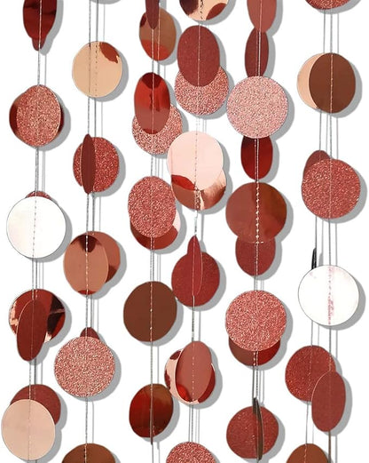 TTSAM 6 Pcs Rose Gold Paper Circle Dots Garland, 52 Feet, Bachelorette - Image 4