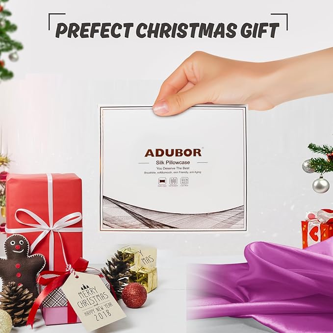 Adubor 100% Silk Pillowcase - Mulberry Silk Pillow Cases, 23 Momme 6A Grade Fibers, Silk Pillow Case for Hair and Skin Health, with Hidden Zipper (Queen 20''x30'', Dark Purple, 1PC)