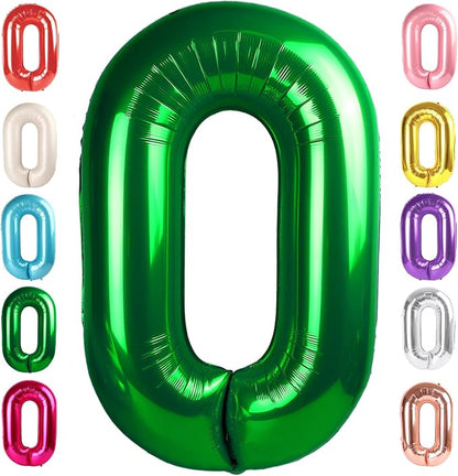 Number 0 Balloons Birthday Decorations, 40In Green Balloons by Mluchee