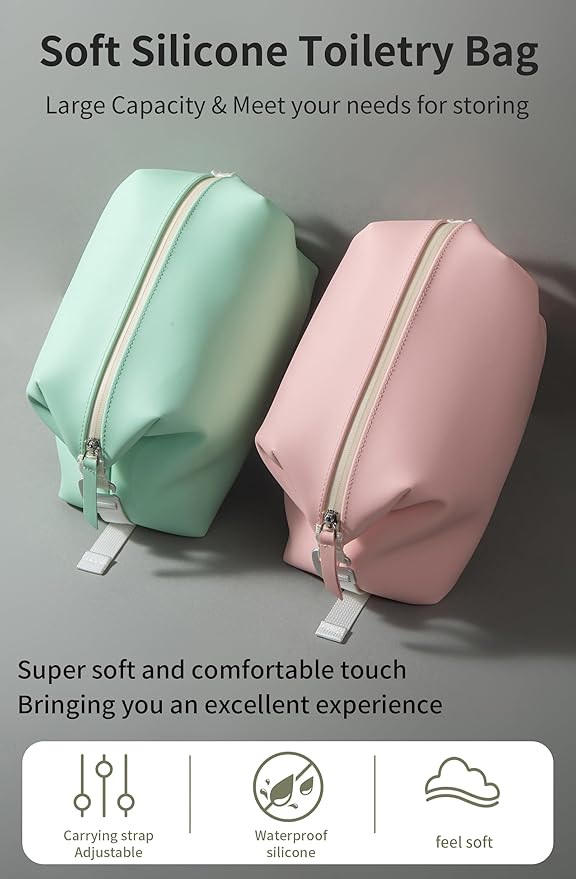 6"x 11" 6L Large Silicone Toiletry Bag,Waterproof Leakproof Foldable Travel Organizer,Dopp Kit Alternative for Men & Women,Pink