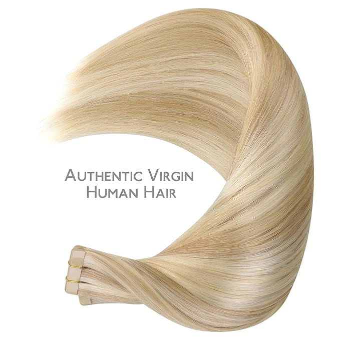 WENNALIFE Tape in Hair Extensions Human Hair, 40pcs 100g 22 inch Dirty Blonde Highlighted Bleach Blonde Hair Extensions Real Human Hair Straight Tape in Extensions Invisible Human Hair Extensions