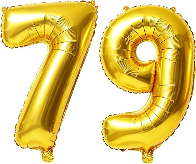 40 Inch Number 79 Balloons for 79th Birthday Party Decorations, 0-100 Gold by FOBELEC