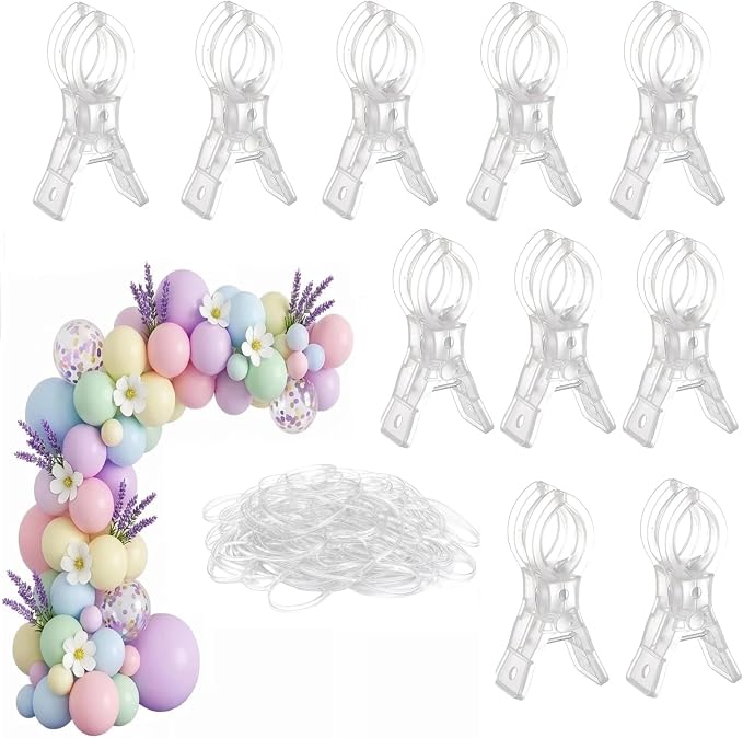10 Pack Balloon Arch Clips Plastic Transparent Backdrop Spring Clamps 3.5 Inch by Miliocry