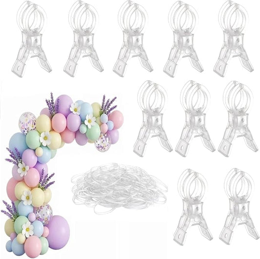 10 Pack Balloon Arch Clips Plastic Transparent Backdrop Spring Clamps 3.5 Inch by Miliocry