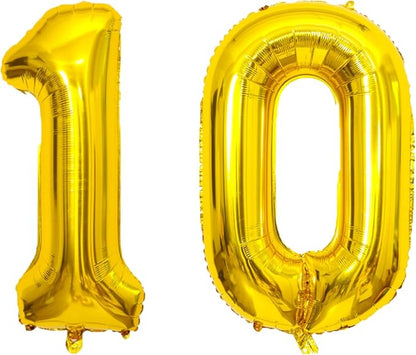 SINBEE Gold 10 Number Balloon, 40 Inch Mylar Foil Reusable Party Decoration by United-UnicornsParty