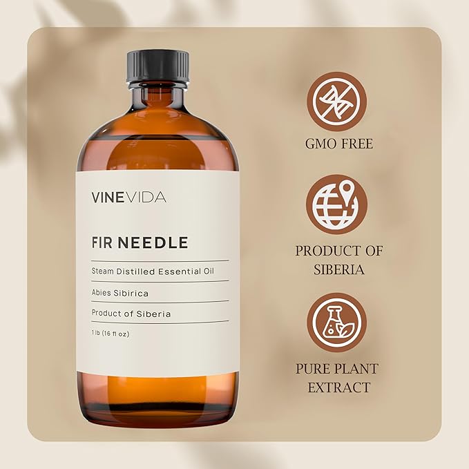 VINEVIDA Fir Needle Essential Oil - 16 oz - Undiluted - DIY Candle Scents - Bulk for Soap Making