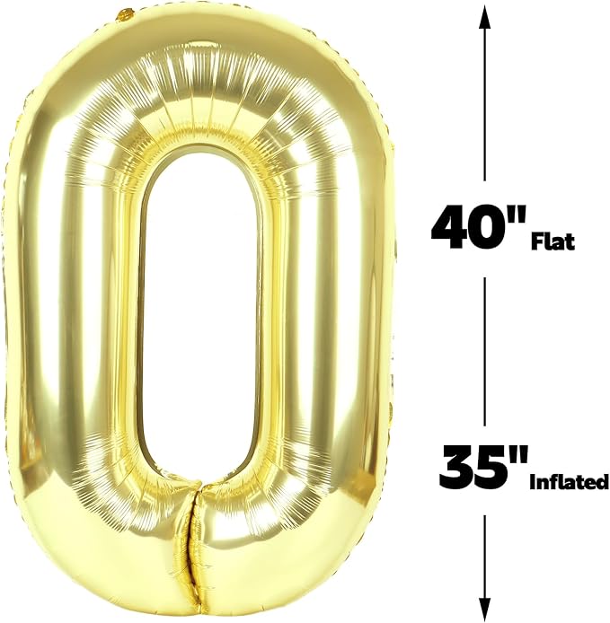 Light Gold Number 0 Balloon 40 inch, Balloon numbers party supplies, deco photo - Image 3