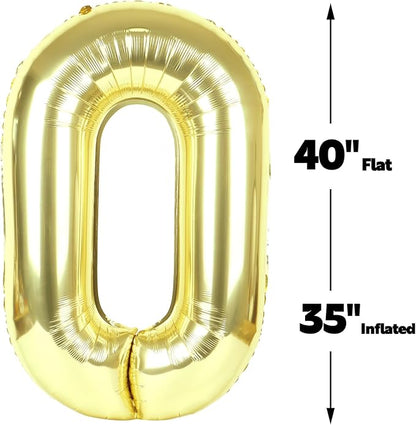 Light Gold Number 0 Balloon 40 inch, Balloon numbers party supplies, deco photo - Image 3