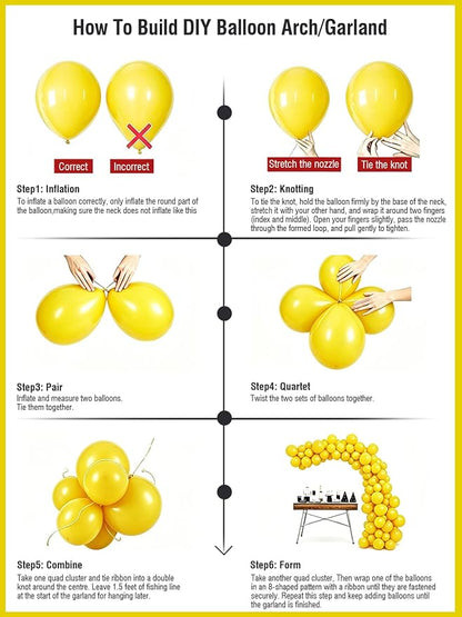 Yellow Balloons 55 Pcs 12 Inch Matte Yellow Latex Balloon Arch Kit Garland - Image 5