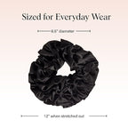 Kitsch Recycled Satin Ruffle Scrunchie – Gentle Hair Scrunchie for Women, Eco-Friendly Hair Tie No Damage, Stylish Ponytail Holder | Ideal Gifts for Women - Black