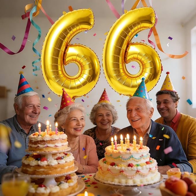 40 Inch Number 66 Balloons for 66th Birthday Party Decorations, 0-100 Gold - Image 2