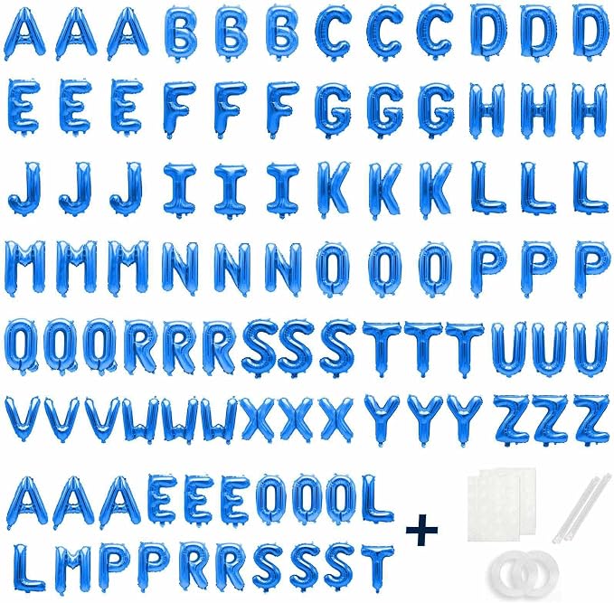 98 Pcs Blue Letter Balloons, Custom 3 Set A-Z Set - Image 2