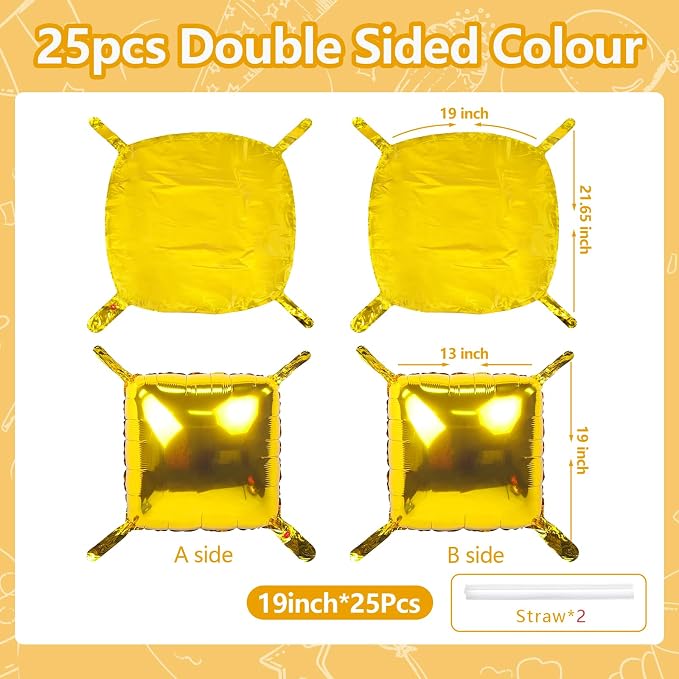 NISOCY 25PCS Metallic Gold Square Foil Balloons Wall Backdrop | Double Sided - Image 2
