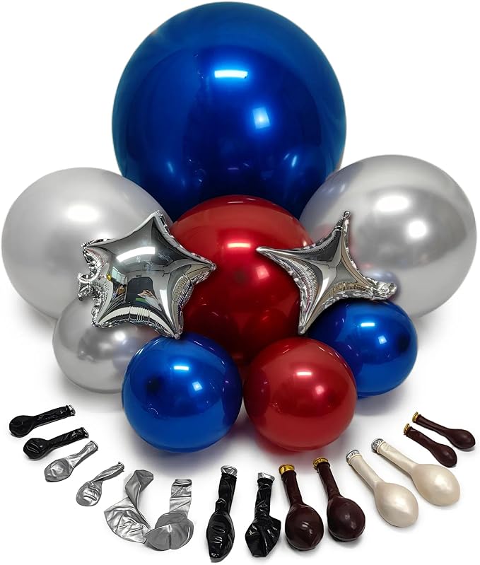 Red White Blue Balloon Arch Double Stuffed Burgundy Navy Blue Balloon Kit | - Image 4