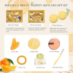 Orange 23 Pcs Facial Skin Care Set for Women & Men, Bath and Body Kit, Spa Gift Baskets, Birthday Gifts For Women, Cream, Serum, Face Oil, Sheet Mask, Clay Mask, Christmas, Valentines, Mother Day