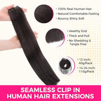 Lashey Seamless Clip in Hair Extensions Real Human Hair, #2 Dark Brown Straight 110g 7pcs 22 Inch Soft Long Hair Extensions with 100% Real Human Hair for Black Women