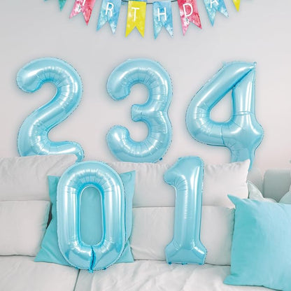 Blue Light Number Balloon, 40 Inch, Party Decorations - Image 5