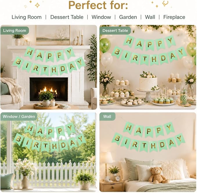 Green Happy Birthday Banner Sign - Image 4