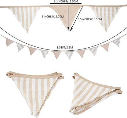 2Pcs Triangle Bunting Flag No-DIY Cotton Fabric Garland Reusable Party Banner - Image 4