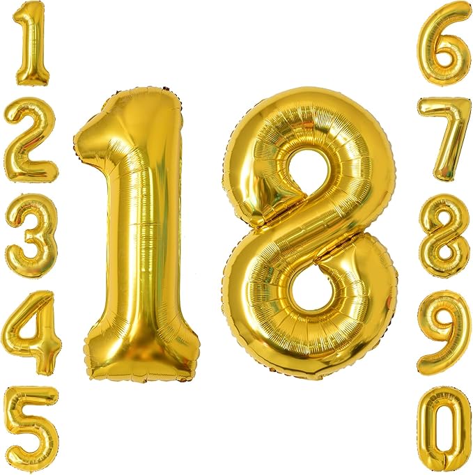 Gold Number 18 Balloon 40 Inch, Shiny Foil Decor by Unknown