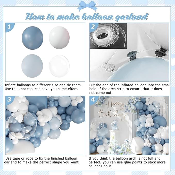 Blue Balloon Arch Kit for Baby Shower Gender Reveal Birthday Decorations | - Image 6