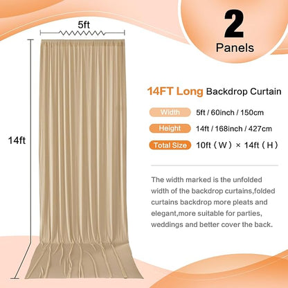 10ft×14ft Long Champagne Backdrop Curtain - Image 4