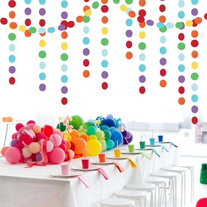 Rainbow Party-Decorations Paper-Garland Streamers Banner - 52Ft Colorful Theme - Image 5