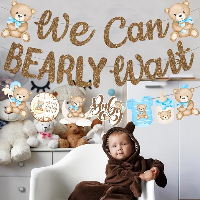 CANDY CHEF We Can Bearly Wait Banners Bear Baby Shower Banner Teddy Bear Baby - Image 8