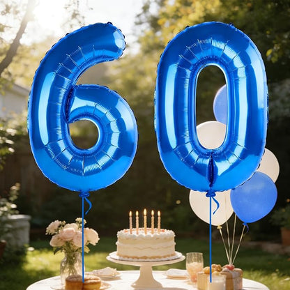 40 Inch Number 60 Balloons for 60th Birthday Party Decorations, 0-100 Dark Blue - Image 3