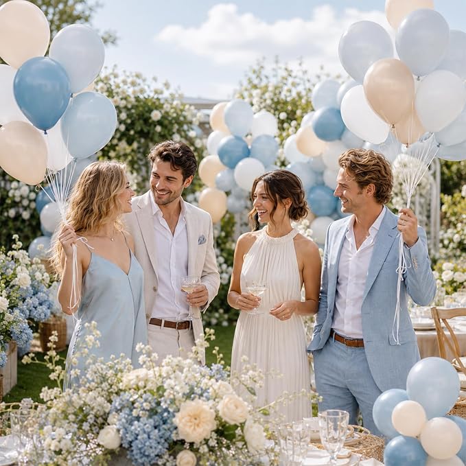 Dusty Blue White Balloons - Image 6