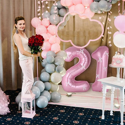 40 Inch Number Balloons with Bow Coquette Birthday Decorations Giant Number 1 - Image 6