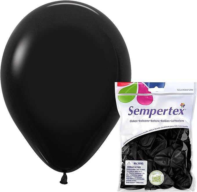 Sempertex Round Fashion Black Balloons, 11 Inch, Graduation, Baby Shower by Sempertex