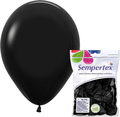 Sempertex Round Fashion Black Balloons, 11 Inch, Graduation, Baby Shower by Sempertex