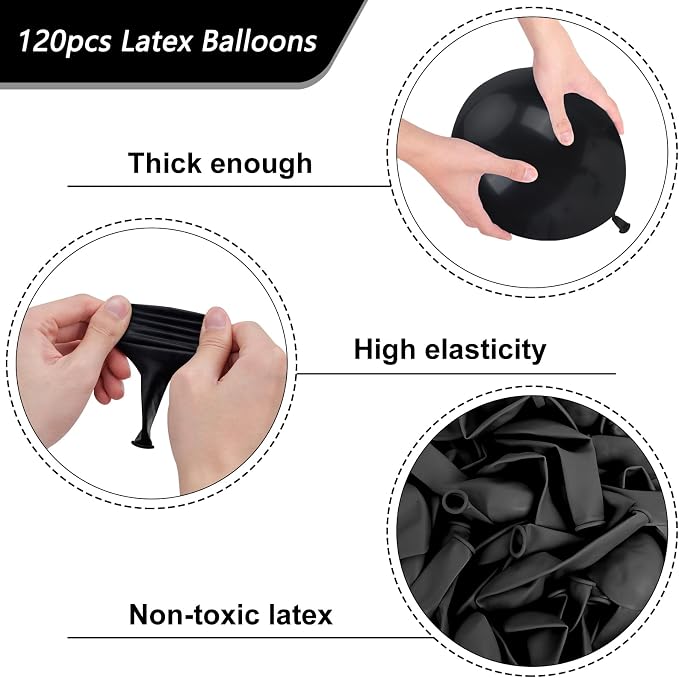 RUBFAC Black Balloons 120pcs 12 Inch, 2026 International Football Game Decor - Image 3