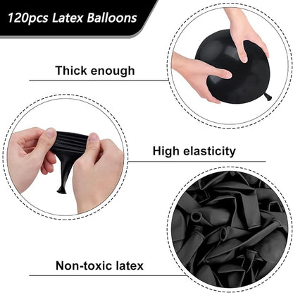 RUBFAC Black Balloons 120pcs 12 Inch, 2026 International Football Game Decor - Image 3