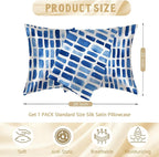 Silk Pillowcase for Hair and Skin Watercolor Blue Splashes Satin Pillowcase Standard Size with Zipper Silky Soft Cooling Satin Pillowcase Sleeping for Women 20"x26"