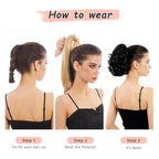 Ponytail Extension, Clip on Ponytails for Women, 9" Claw Clip in Short Curly Wavy Pony Hair Extension for Women - Blonde