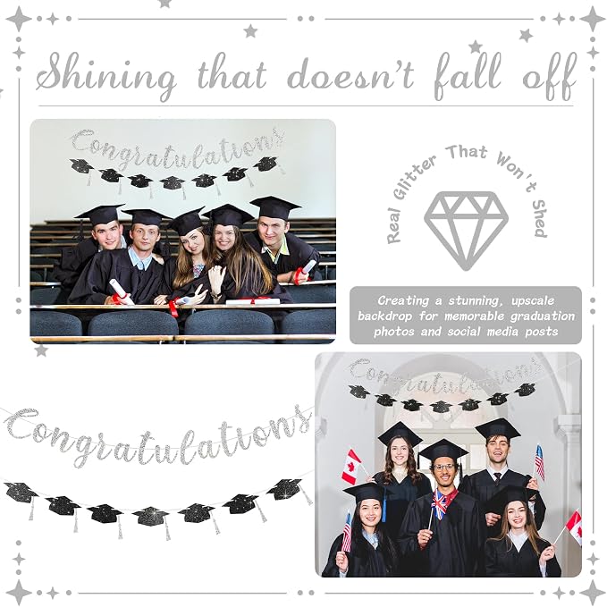2026 Graduation Banners Party Decorations, Glitter Congratulations - Image 6