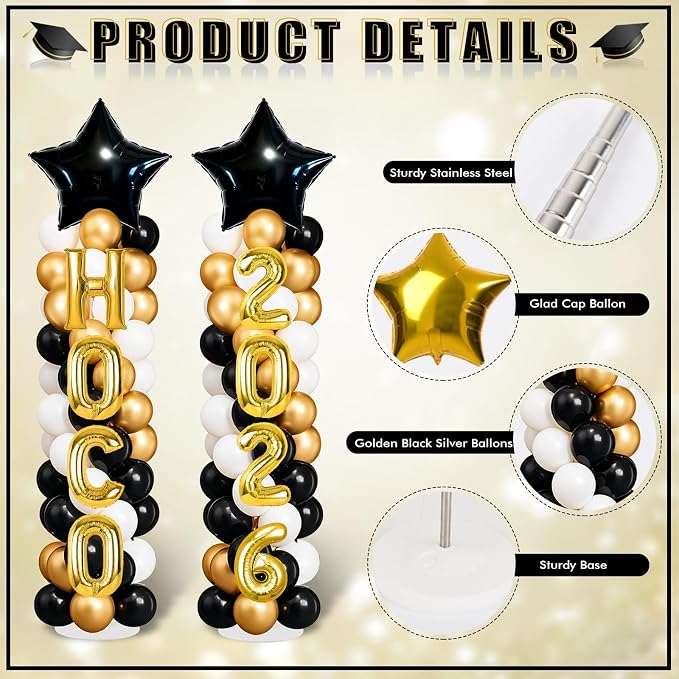 2 Sets Homecoming 2026 Balloon Column Stand Party Decorations Kits - Image 6