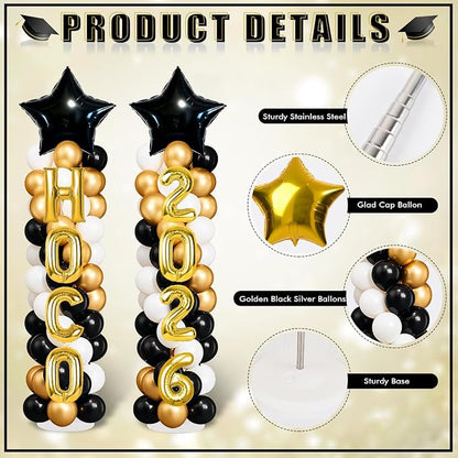 2 Sets Homecoming 2026 Balloon Column Stand Party Decorations Kits - Image 6