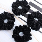 IVARYSS Extra Large Scrunchies for Women's Thick Hair, Premium Velvet Soft Jumbo Scrunchy, XL 6 inch Big Elastic Band Hair Accessories, 4 Pack, Black