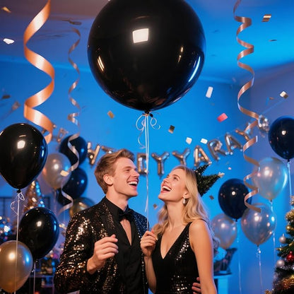 18 Inch Black Balloons 12 Pack Large Latex Party Balloons | Round Helium Balloon - Image 6