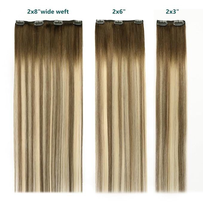 SURNEL Clip in Extensions Human Hair Balayage Walnut Brown to Ash Brown and Golden Blonde Hair Extensions Real Human Hair Clip ins 22 Inch 6pcs 120g(#3/8/22,22'')